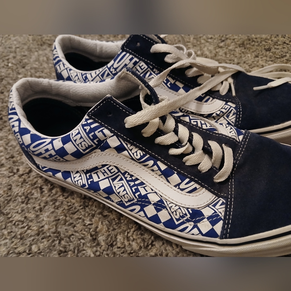 Vans Blue and White Checkered Sneakers - Picture 4 of 16